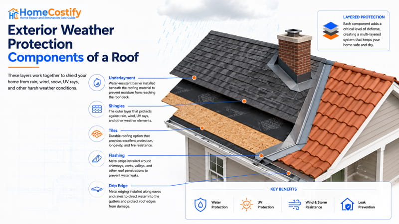 Exterior Weather Protection Components - Parts of a Roof