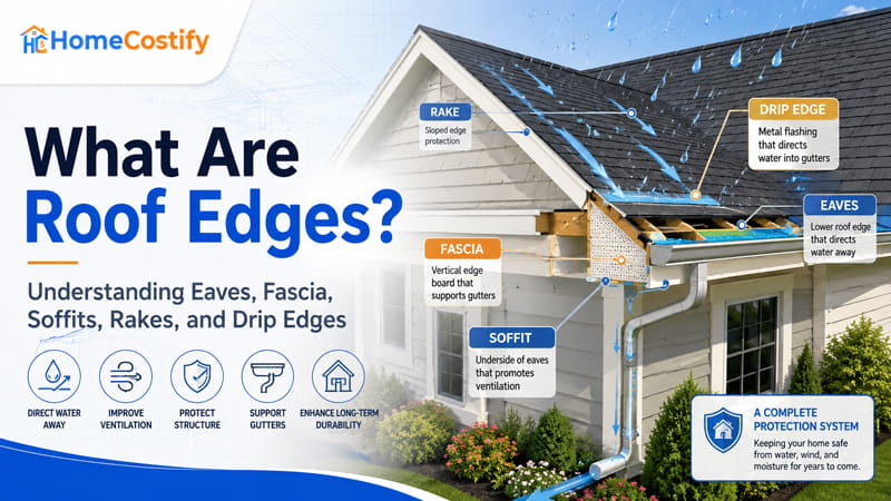 What Are Roof Edges? Understanding Eaves, Fascia, Soffits, Rakes, and Drip Edges