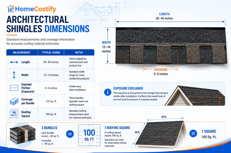 Architectural Shingles Dimensions