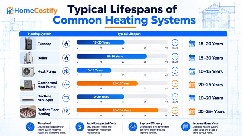 Typical Lifespans of Common Heating Systems