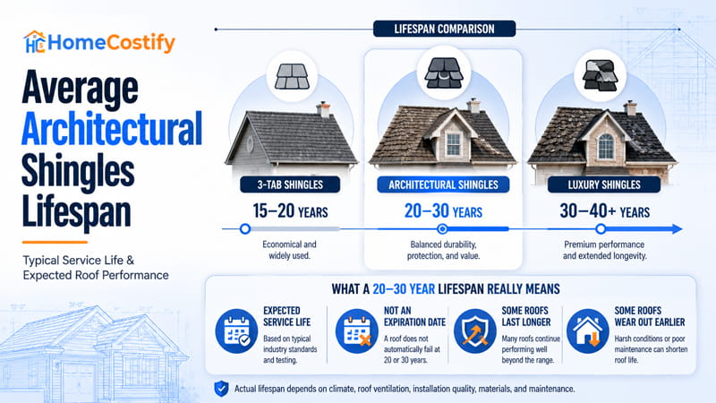 Average Architectural Shingles Lifespan