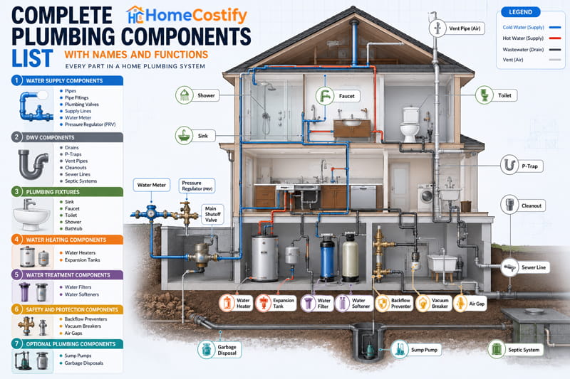 Complete Plumbing Components List With Names and Functions