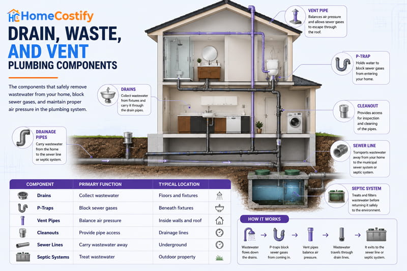 Drain, Waste, and Vent (DWV) plumbing Components