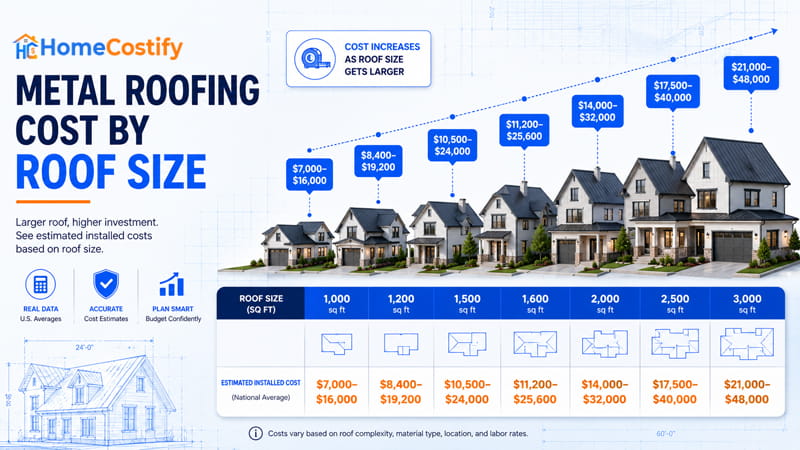 Metal Roofing Cost by Roof Size