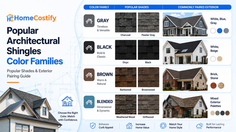 Popular Architectural Shingles Color Families