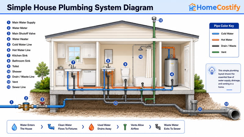 Simple House Plumbing System Diagram