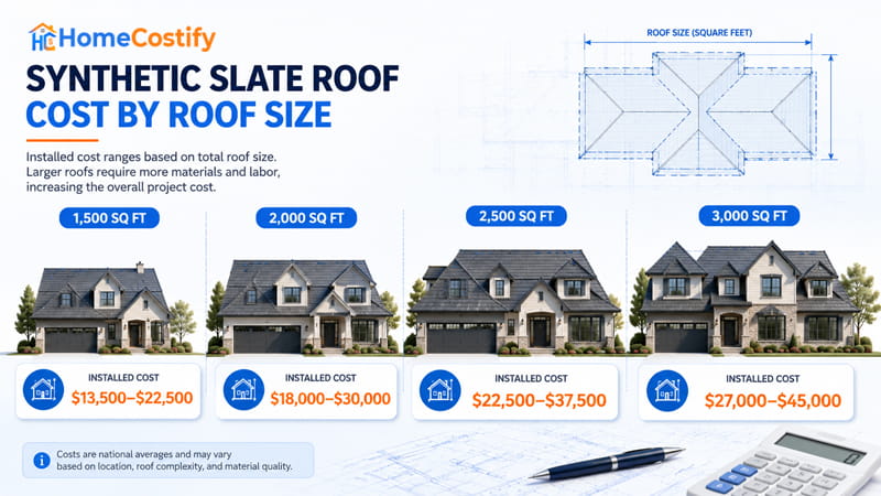 Synthetic Slate Roof Cost by Roof Size