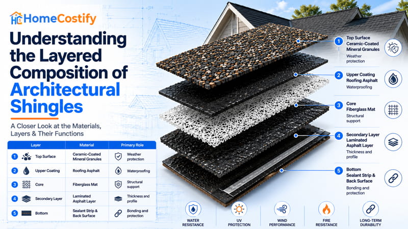 Understanding the Layered Composition of Architectural Shingles