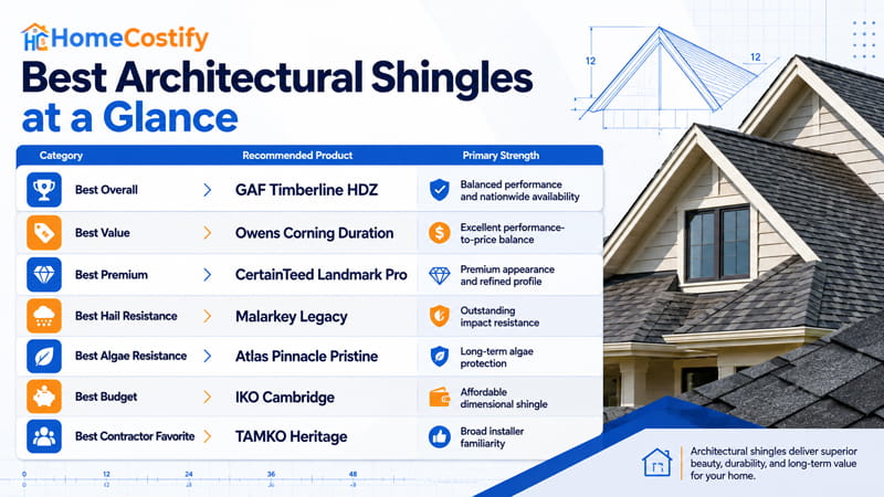 Best Architectural Shingles at a Glance