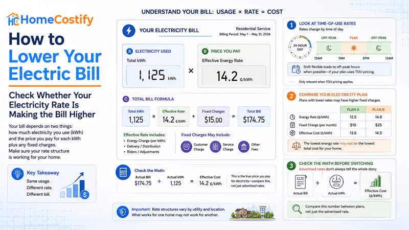 How to Lower Your Electric Bill: Check Whether Your Electricity Rate Is Making the Bill Higher