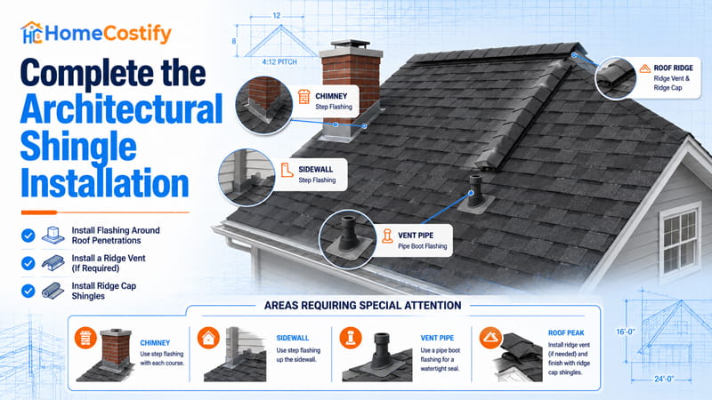 Complete the Architectural Shingle Installation