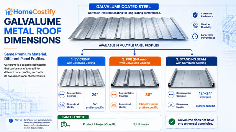 Galvalume Metal Roof Dimensions
