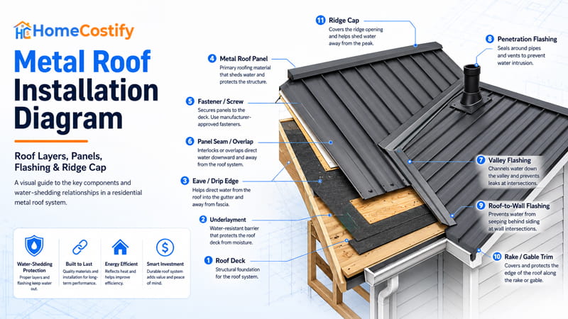 Metal roof installation diagram