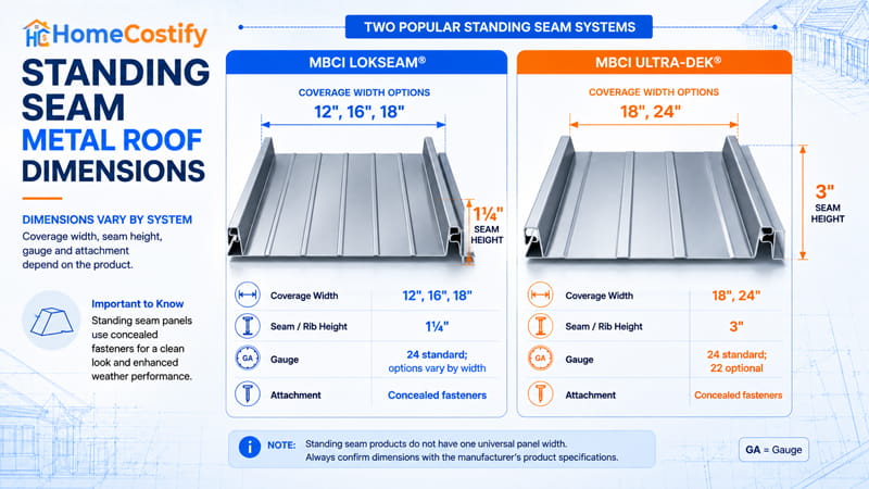 Standing Seam Metal Roof Dimensions