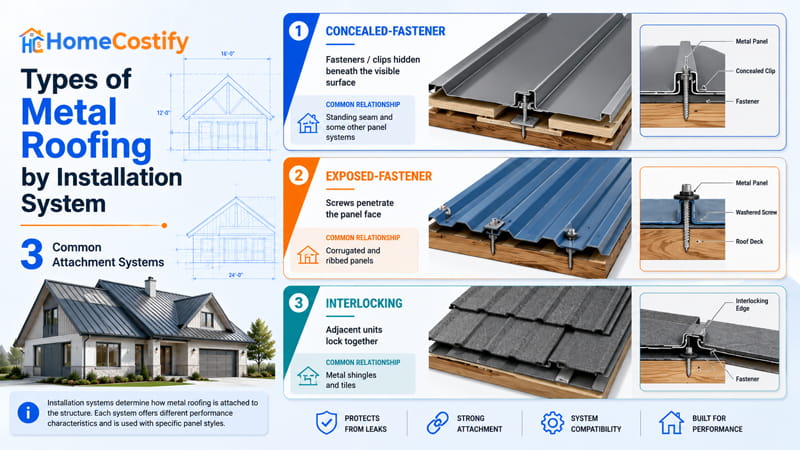 Types of Metal Roofing by Installation System