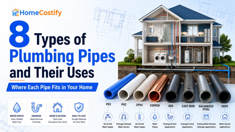 8 Types of Plumbing Pipes and Their Uses: Where Each Pipe Fits in Your Home