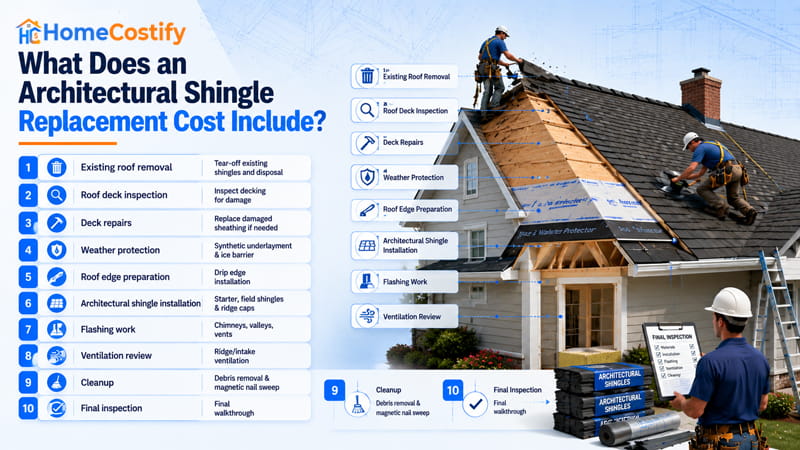 What Does an Architectural Shingle Replacement Cost Include?